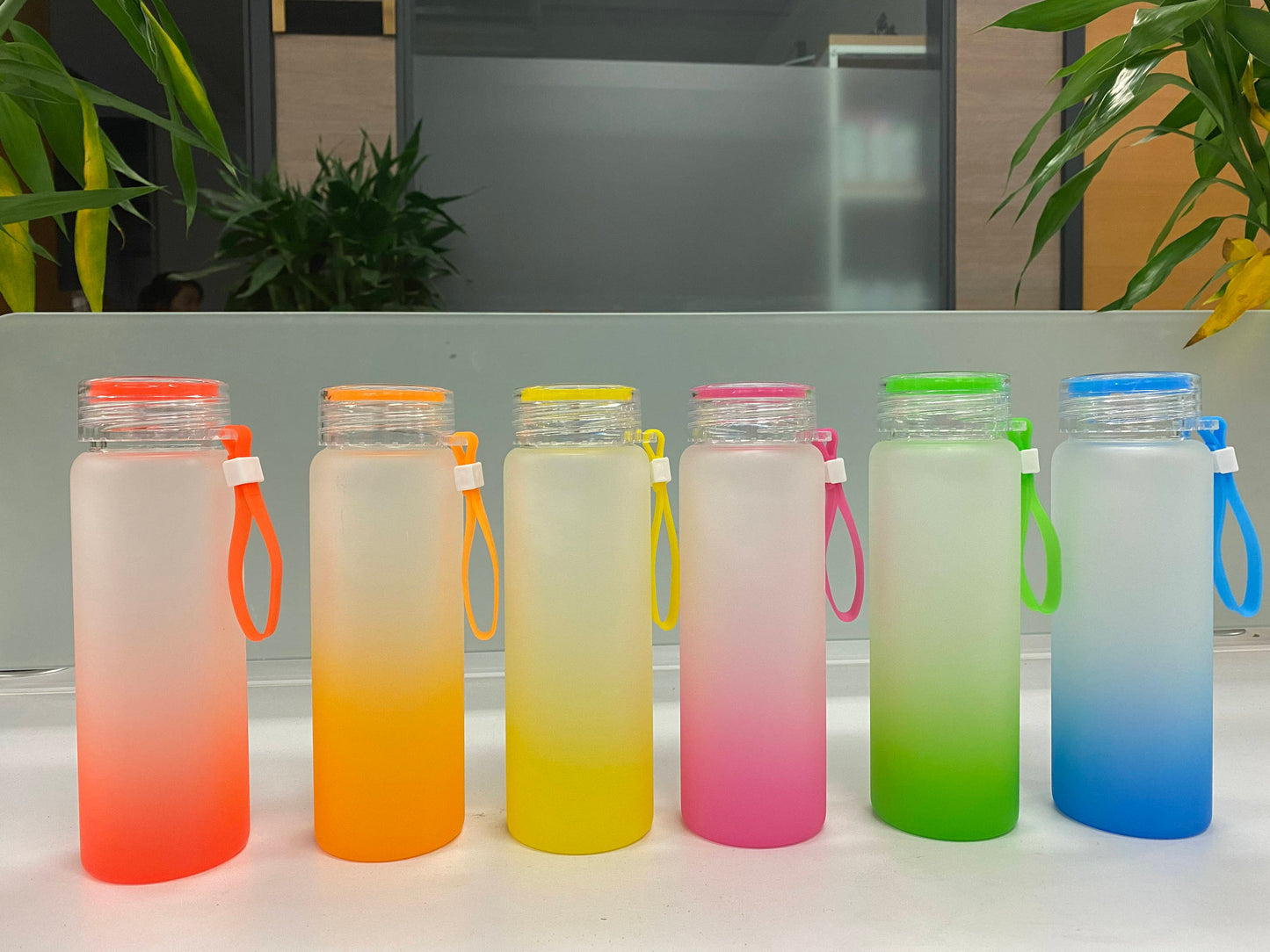 Frosted Ombre Sublimation Glass Water Bottle-17oz