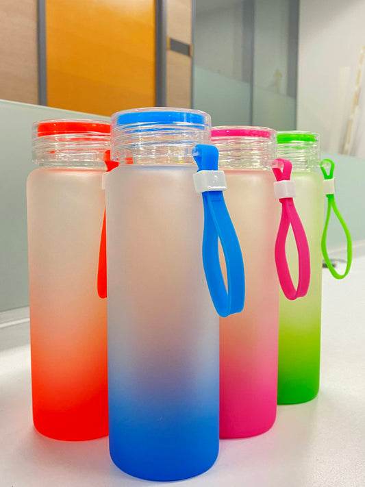 Frosted Ombre Sublimation Glass Water Bottle-17oz