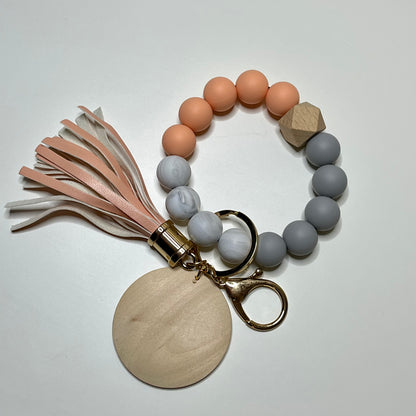 Silicone Bead Bracelet-Marble/Coral